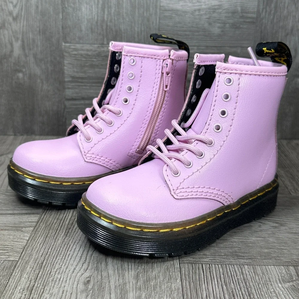 Dr. Martens 1460 Delaney Kids 8 Lilac Purple Leather Combat Boots NEW